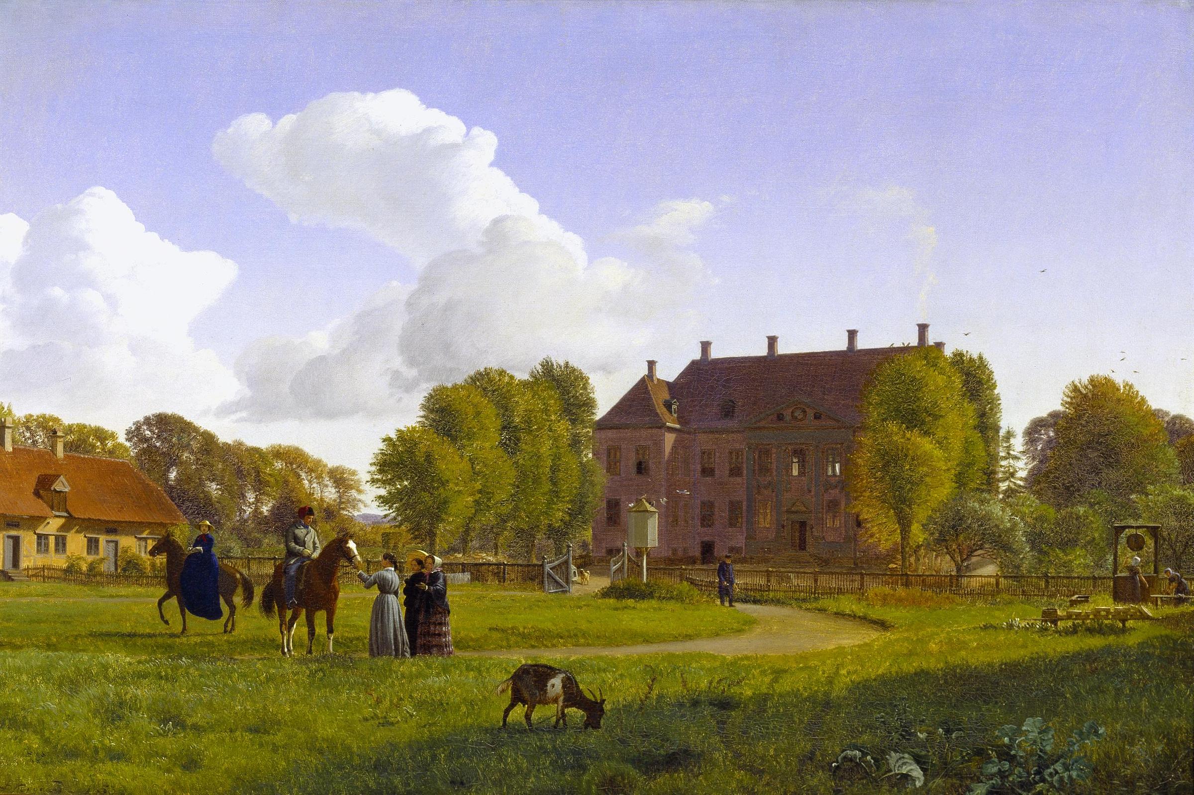 P.C. Skovgaards smukke maleri af Nysø pryder forsiden af kataloget fra 1991. P.C. Skovgaard: Nysø på en klar efterårsdag. Olie på lærred. 1853. Thorvaldsens Museum.